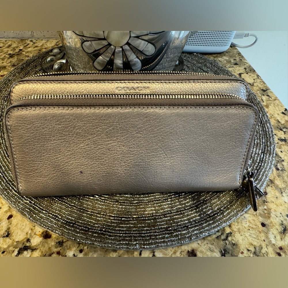 Coach, large, accordion, zip, double wallet